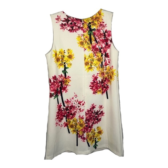 Calypso Women's White Floral Sheath Mini Dress Size XL Sleeveless spring zip up - Picture 4 of 9